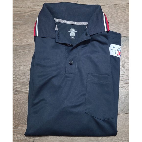 Cliff Keen Polo Shirt Blue with Red & White Striped Sleeves & Collar - Size M - Picture 6 of 6